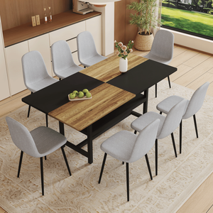 Set Tavolo da Pranzo in Legno e Nero con Sedie e Vano Portaoggetti, 71*35.4 Pollici, per Sala da Pranzo - Product Image 3
