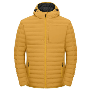 Black <b>Men</b> Winter Puffer Quilted <b>Jacket</b> Hooded Collar Zipper Closure Front Logo High Street OEM Service Door Street - Product Image 4