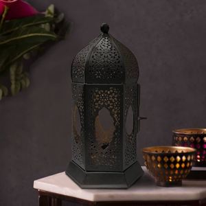 Lanterne en fer artisanale durable, style vintage, porte-bougie, imprimé 6 couleurs, lanterne décorative suspendue pour la maison et le jardin - Product Image 5