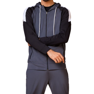 Beazer Sports Unisex Hooded Tracksuit Set Solid Gray <b>Full</b> <b>Zip</b> <b>Sweatshirt</b> Jogger Pants Fleece Polyester/Cotton Breathable Sporty - Product Image 5
