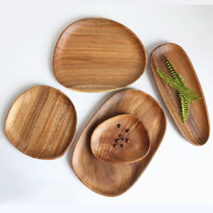 Platos de madera para comedor, vajilla de madera para el hogar, juegos de platos de madera de primera calidad para servir comida - Product Image 4