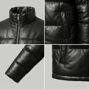Chaqueta de Plumón de Lana de Color Personalizado de Lujo para Hombre, Chaqueta Impermeable con Cierre y Cuello Alto para Otoño - Product Image 4