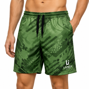 Shorts de bain pour homme personnalisés, séchage rapide, vert, sublimés, légers, en polyester, avec cordon de serrage élastique - Product Image 1