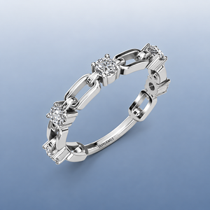 Anillo de Diamantes Cultivados en Laboratorio con Cadena de Eslabones, Moderno, Geométrico, Unisex, Chapado en Rodio, Oro de 10K, 14K, 18K, Plata 925, 935 - Product Image 2