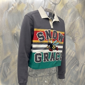 เสื้อฟุตบอลแขนยาวลายทาง SNOWGRACE ปักโลโก้ คอปกพับได้ สำหรับผู้ใหญ่ 男女  ผ้าโพลีเอสเตอร์ระบายอากาศได้ดี - Product Image 2