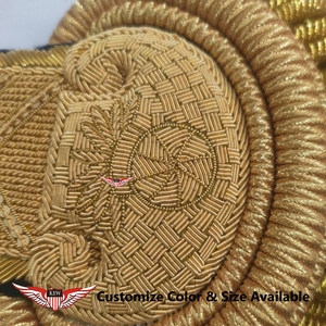 Epaulettes Bordadas Personalizadas KEW con Bullion, Tela Amarilla de Lujo, Duraderas - Product Image 2