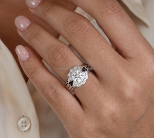 แหวนแต่งงาน/หมั้นเพชรทรงวินเทจ IGI Lab Grown Cut Diamond ทองคำขาว 14k งานแฮนด์เมด ดีไซน์แท่ง  สำหรับทุกเพศ  ทองคำขาวคุณภาพสูง สำหรับวันครบรอบ - Product Image 1