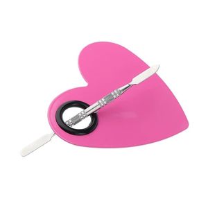 ชุดพาเลทแต่งหน้ารูปหัวใจและชุดอุปกรณ์เกลี่ยรองพื้นอะคริลิคสีชมพู ถาดผสมรองพื้น ชุดอุปกรณ์ผสมสีสำหรับร้านเสริมสวย - Product Image 4