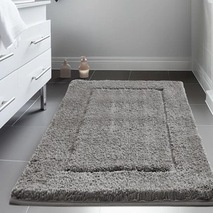 Thick Chenille Bath <b>Mat</b> Rectangle Solid Color Non-Slip Rubber Backing Modern Style Machine Washable Home Use - Product Image 4