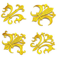 Écusson brodé Fleur de Lys dorée, style classique, applique en tissu pour vêtements