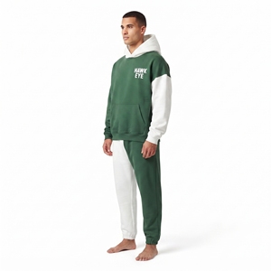 Survêtement Homme Personnalisé en Coton Molletonné Épais, Bicolore, Coupe Oversize, Sweat à Capuche Épaules Tombantes et Pantalon de Jogging Décontracté, Couleurs Contrastées - Product Image 6