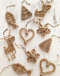 Handwoven Natural Rattan Holiday Decorations <b>Christmas</b> <b>Tree</b> Ornament Collection - Product Image 1