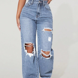 Women's Winter Denim Jeans Casual 100% Cotton Custom OEM Service Luxury Street Wear - Product Image 1