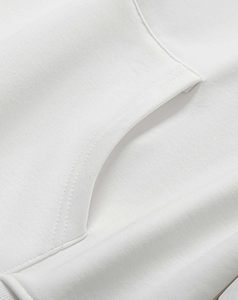 Sweat à capuche blanc épais en molleton brossé, style streetwear unisexe, coupe oversize, avec impression et broderie sur le panneau avant - Product Image 6