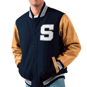 Veste de baseball de haute qualité personnalisée avec logo streetwear, veste trucker, veste varsity en cuir pour hommes - Product Image 2