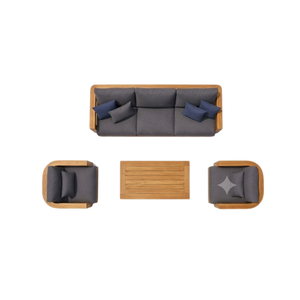 Juego de Muebles de Exterior de Teca Premium ARTERRA, Sofá de Lujo con Asientos Profundos, Sillón y Mesa de Centro para Proyectos de Villas y Resorts - Product Image 2