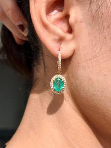 Pendientes de Esmeralda Real de 3.80 Quilates, Plata de Ley 925, Chapados en Oro, Estilo Étnico, Joyería de Boda, Elegante Regalo para Mujer - Product Image 3