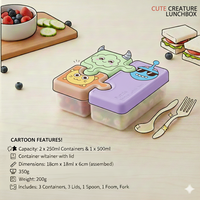 Boîte à lunch pour enfants nouveau-nés sans BPA, compatible micro-ondes, compatible lave-vaisselle, avec couvercle en PP |   Conteneur de stockage alimentaire à 3 compartiments anti-fuite