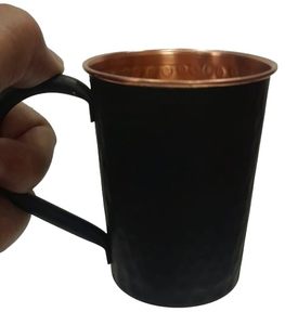 Tasses à Moscow Mule en cuivre noir mat, finition martelée, avec poignée en cuivre rose doré, pour cocktails, bière, café et autres boissons - Product Image 5