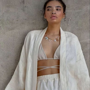 ชุดนอนผู้หญิงผ้าฝ้าย 100% ชุด 3 ชิ้น เสื้อแขนกุดพร้อมแจ็คเก็ตและกางเกงขาสั้น ชุดลำลองใส่ได้ทุกวัน ราคาโรงงาน - Product Image 2