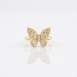 แหวนแฟชั่นผู้หญิง VB-545SR แหวนผีเสื้อประดับเพชรแล็บโกรว์ ทองคำแท้ 10K 14K ขายส่ง ของขวัญสำหรับเธอ แหวนสวยโดดเด่น - Product Image 2