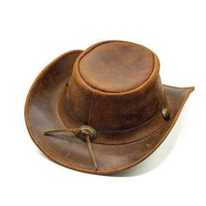 Sombrero de Vaquero de Cuero, Estilo Occidental, de Ala Ancha, con Tachuelas, para Hombre y Mujer - Product Image 3