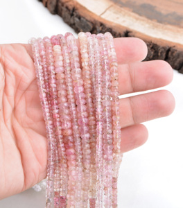 Turmalina rosa birmana natural de 3 mm a 6 mm, cuentas facetadas en forma de rondel, naturales, para la elaboración de joyería fina, cuentas de piedras preciosas. - Product Image 4