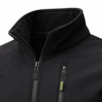 Veste en polaire noire pour homme, col montant, fermeture éclair, coupe décontractée, coupe-vent, vêtement d'automne, veste softshell coupe régulière