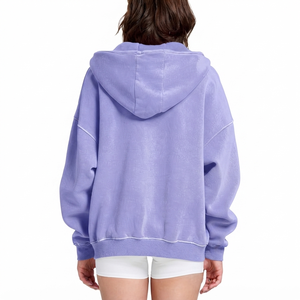 Women's Oversized Printed Hooded <b>Zip</b>-<b>Up</b> Sweatshirt Full Sleeve Solid Color Fleece Knitted Breathable Quick Dry Autumn Casual - Product Image 3