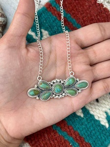 Natural Kingman Turquoise <b>Necklace</b> Handmade Sterling Silver Southwestern Boho <b>Statement</b> Jewelry Gift for Her Pendant - Product Image 2