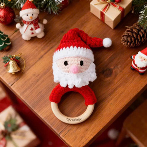 Ensemble de hochets de Noël en coton au crochet fantaisie, jouets miniatures à l'échelle 1:4, Père Noël et ours, éducatifs, 11 cm, pour les 2-14 ans - Product Image 3
