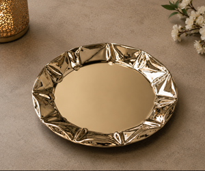 Ensemble de plateaux décoratifs de luxe en acier inoxydable, design à bords bruts, assiettes de service rectangulaires, écologiques, compatibles lave-vaisselle, pour table - Product Image 3