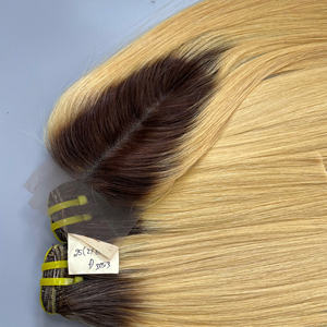 Extensions de cheveux vierges 100% naturelles vietnamiennes, tissage en dentelle, lisses, couleur ombrée blonde, super double drawn, prix de gros - Product Image 1