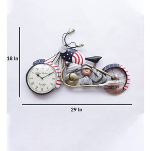 Wrought Iron Bike <b>Wall</b> <b>Clock</b> Quartz Analog Waterproof Handmade Art Deco Decor for Living Room Home Office Gift 29x2x18 in - Product Image 3