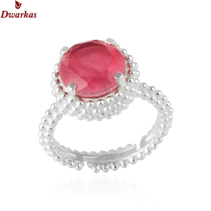 High quality gemstone handmade <b>rings</b> 925 sterling <b>silver</b> Doublet pink tourmaline quartz gemstone texture <b>ring</b> - Product Image 1