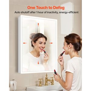 24 X 32 Recessed Wall Mount Dimmable LED Lighted Medicine Cabinet with <b>Mirror</b> 3 Color Bathroom Furniture - Product Image 4
