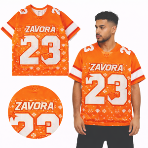 Maillot de football américain en mesh personnalisable par sublimation pour homme, style streetwear oversize, col en V, imprimé graphique, style hip hop, t-shirt en gros - Product Image 1