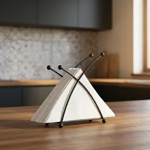 Porte-serviettes en métal noir moderne, support vertical pour serviettes de table, décoration en fonte de fer pour cuisine et salle à manger, style ferme - Product Image 3