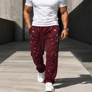 Street Style <b>Men</b> Rhinestone Pants Slim Fit Casual <b>Trousers</b> With Decorative Stone Contemporary Look And Comfortable Construction - Product Image 4