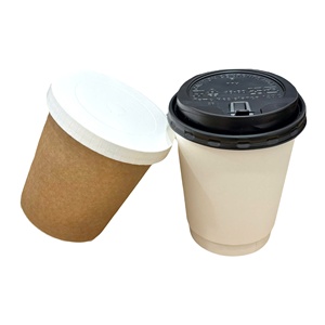 Gobelet à café en papier biodégradable de qualité alimentaire imprimé flexo sur mesure avec couvercle, gobelet à thé jetable en papier kraft à double paroi pour boissons et eau - Product Image 2