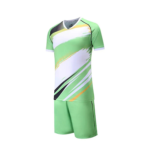 Conjunto de Uniforme de Fútbol Verde Unisex, Cuello en V, Manga Corta, Absorbe la Humedad, Transpirable, Secado Rápido, Ropa Deportiva de Poliéster para Todas las Temporadas - Product Image 1