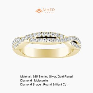 แหวนหมั้นเพชรโมอิสซาไนต์ชุบทอง 18K ดีไซน์เกลียว สำหรับผู้หญิง เครื่องประดับหรูหราจากกูร์การัต เหมาะสำหรับเป็นของขวัญในงานฉลองครบรอบ - Product Image 6