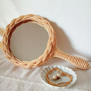 Mini handheld <b>mirror</b> rattan hand held <b>mirrors</b> with petal shape nursery girl room accessories - Product Image 6