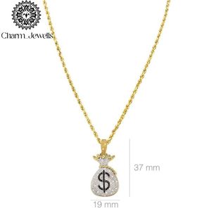 Charm_Jewells Colgante de Bolsa de Dinero Hip Hop con Moissanita y Perla de Agua Dulce, Plata 925, Bañado en Oro 22K, Micro Pavé, Certificado IGI, Unisex - Product Image 5