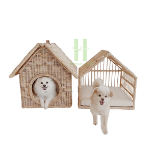 Maison pour chat et chien respectueuse de la nature meilleure vente maison pour animaux de compagnie en rotin Vietnam lit pour chien en osier conception et emballage OEM - Product Image 3