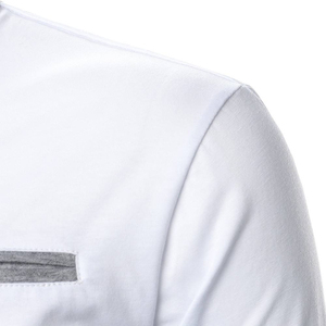Men's <b>White</b> <b>Long</b> <b>Sleeve</b> Stand Collar Knitted <b>T</b>-<b>Shirt</b> Slim Fit Casual Solid Color Top - Product Image 3