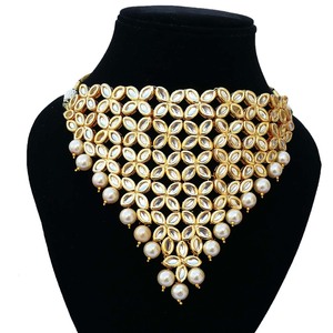 Indian Classic Women's Choker Wedding Engagement Anniversary Party Green Traditional Crystal Kundan Faux Pearl Alloy Gold <b>Gift</b> - Product Image 2