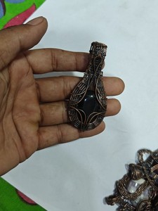 Handmade Copper Wire Wrapped Black Onyx Pendant Necklace Boho Style Jewelry Wholesale - Product Image 6
