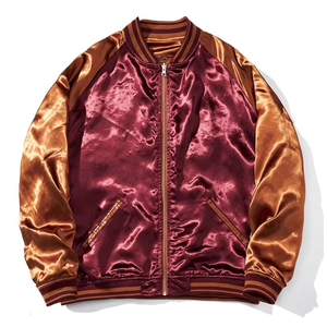 Servicio OEM, Chaqueta Casual para Hombre, Estilo Urbano, Chaqueta de Béisbol con Logotipo Bordado Personalizado, Chaqueta Bomber de Seda y Satén para Hombre y Mujer - Product Image 1