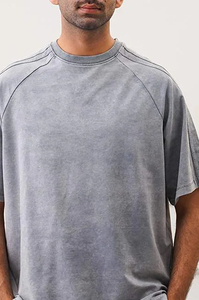T-shirt gris délavé de qualité supérieure pour homme, coupe ample, en coton tricoté léger, style estival, confortable et durable - Product Image 3